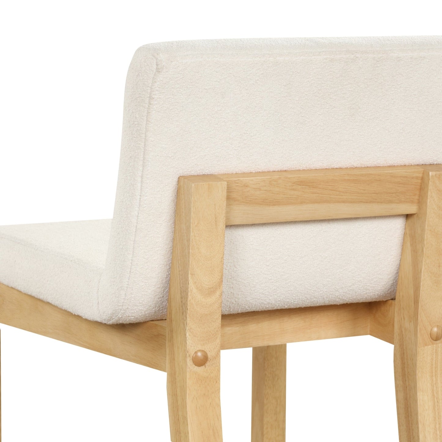 Tabouret de bar moderne Gracie, chaise rembourrée en tissu bouclé et pieds en bois brossé