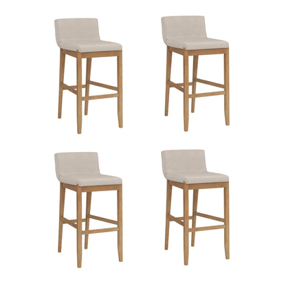 Tabouret de bar moderne Gracie, chaise rembourrée en tissu bouclé et pieds en bois brossé