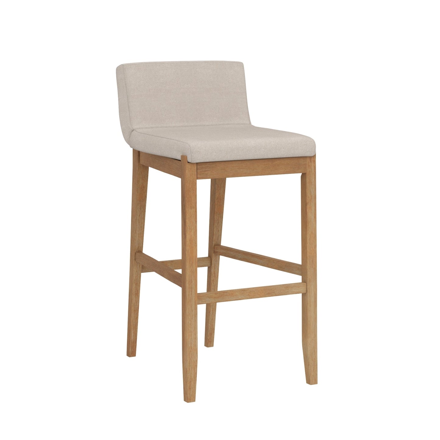 Tabouret de bar moderne Gracie, chaise rembourrée en tissu bouclé et pieds en bois brossé