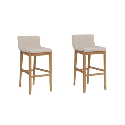 Tabouret de bar moderne Gracie, chaise rembourrée en tissu bouclé et pieds en bois brossé