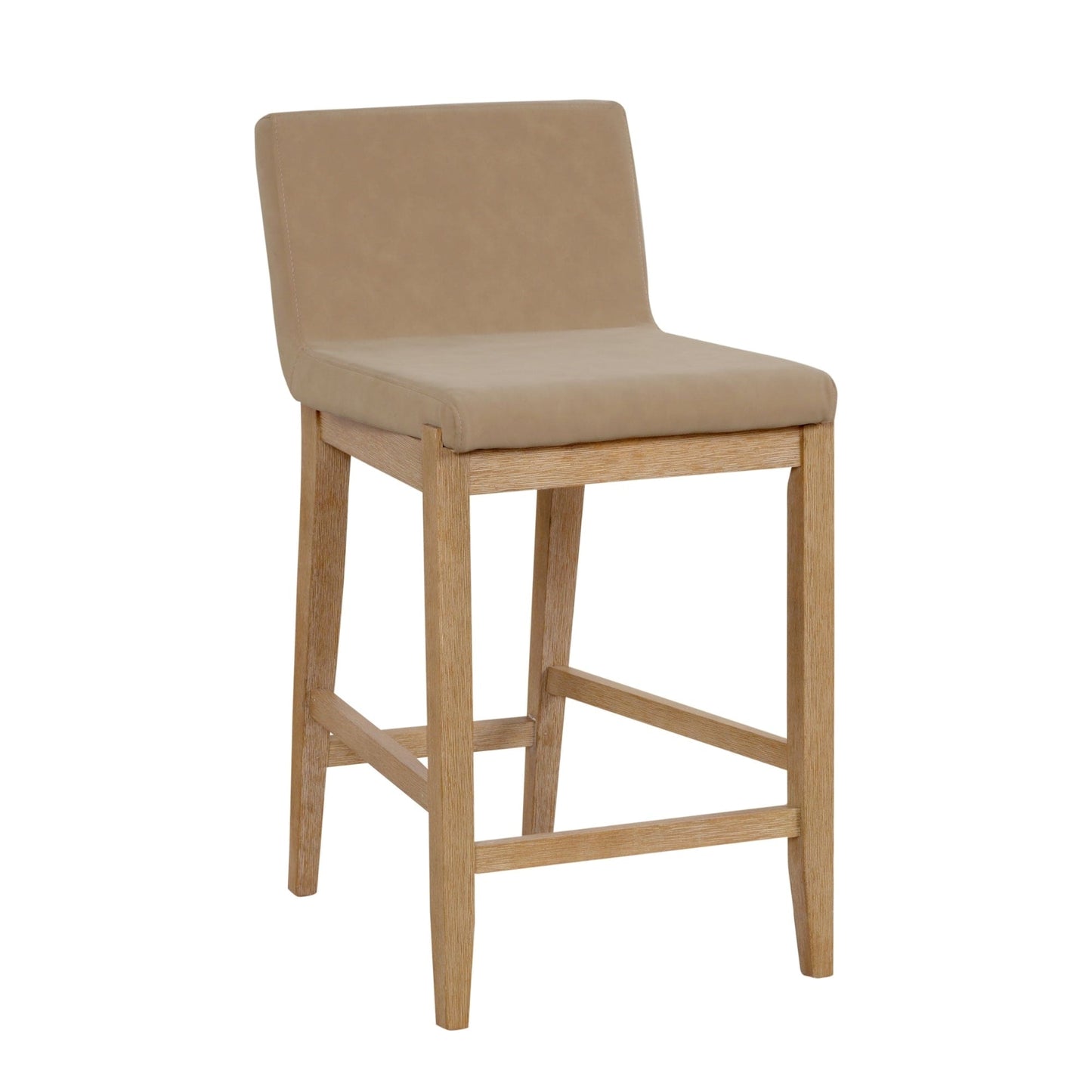 Tabouret de bar moderne Gracie, chaise rembourrée en tissu bouclé et pieds en bois brossé