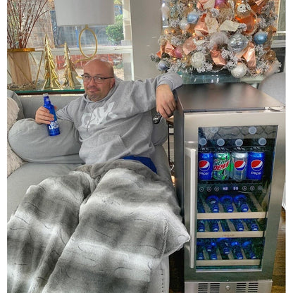 Cave à vin et réfrigérateur à boissons encastrable NewAir SplitShelf pour 9 bouteilles de vin et 48 canettes, en acier inoxydable