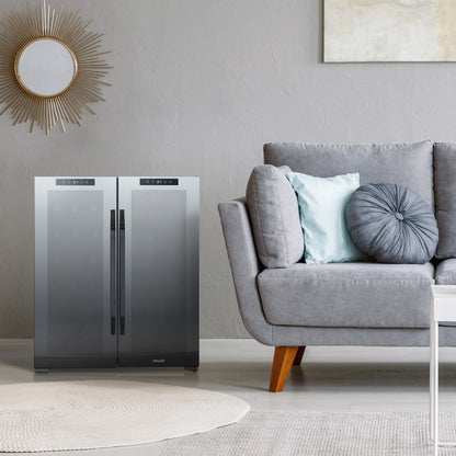 Réfrigérateur à vin et boissons Newair, 18 bouteilles et 59 canettes, deux zones de température, pose libre, contrôle numérique de la température