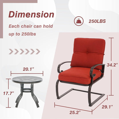 Ensemble bistro d'extérieur Nista 3 pièces avec chaises de salle à manger, coussins et table basse, par Havenside Home