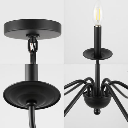 Lustre LED en fer à 6 lumières de 34,75 pouces, par JONATHAN Y