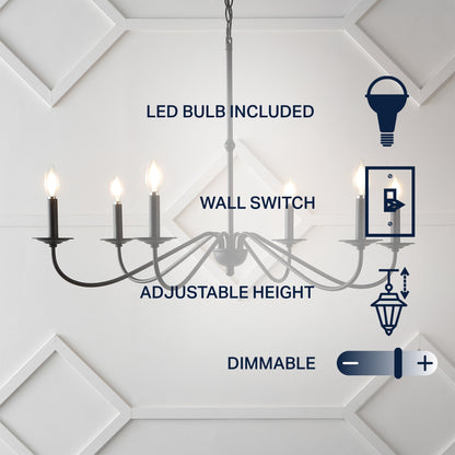 Lustre LED en fer à 6 lumières de 34,75 pouces, par JONATHAN Y