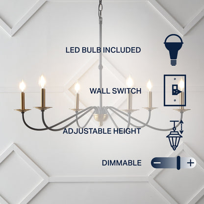 Lustre LED en fer à 6 lumières de 34,75 pouces, par JONATHAN Y