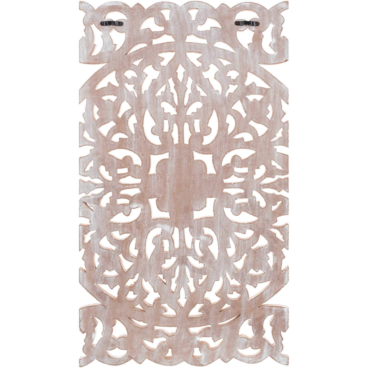 Tableau mural Norma Floral sculpté à la main en bois naturel, 3 panneaux, 48 x 28 pouces