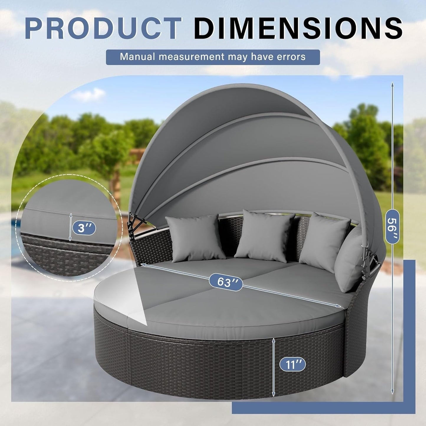 Ensemble de conversation extérieur Nuon 4/5 pièces, lit de jour en osier avec auvent, par Havenside Home