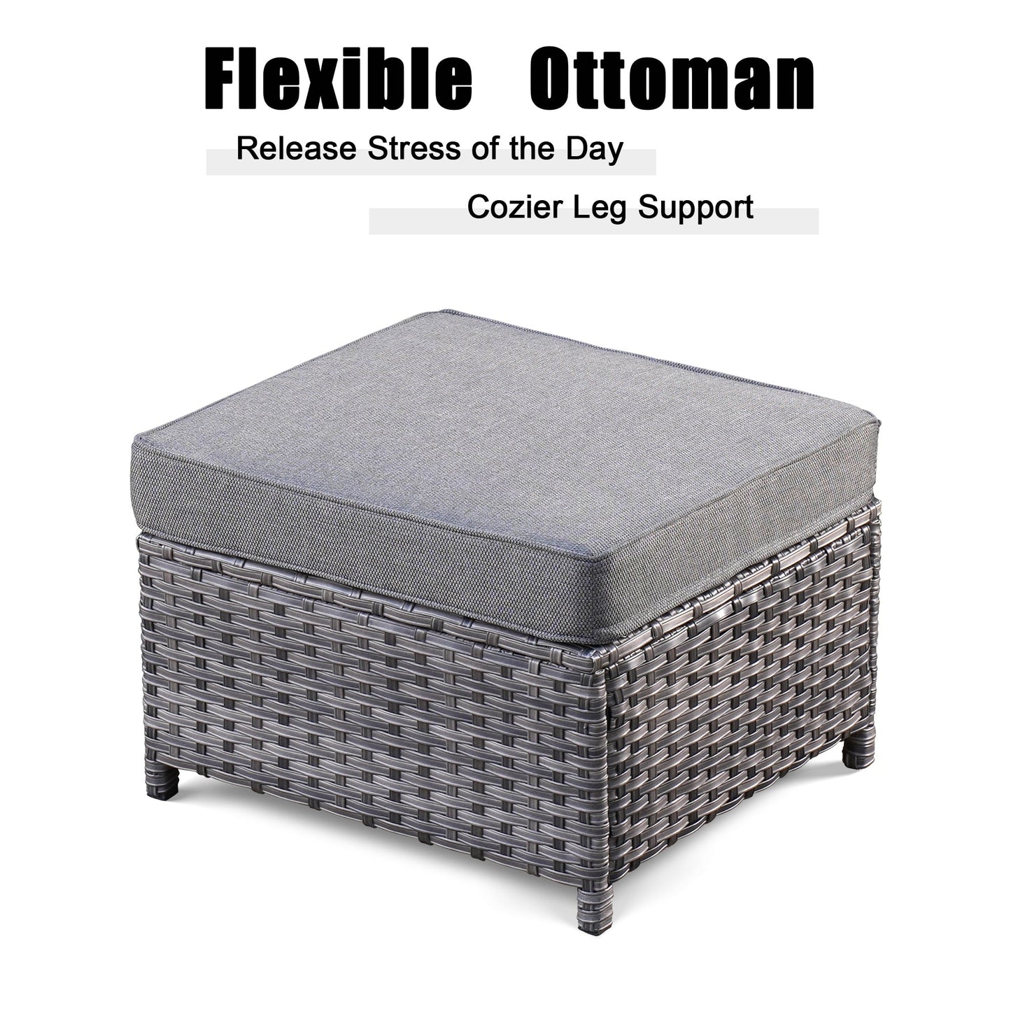 Ensemble de mobilier de patio OVIOS 5 pièces en résine tressée avec dossier haut