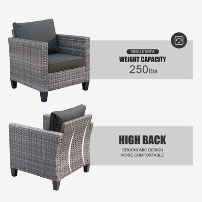 Ensemble de mobilier de patio OVIOS 5 pièces en résine tressée avec dossier haut