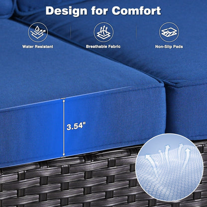 Ensemble de conversation OVIOS 5 pièces en résine tressée avec dossier haut