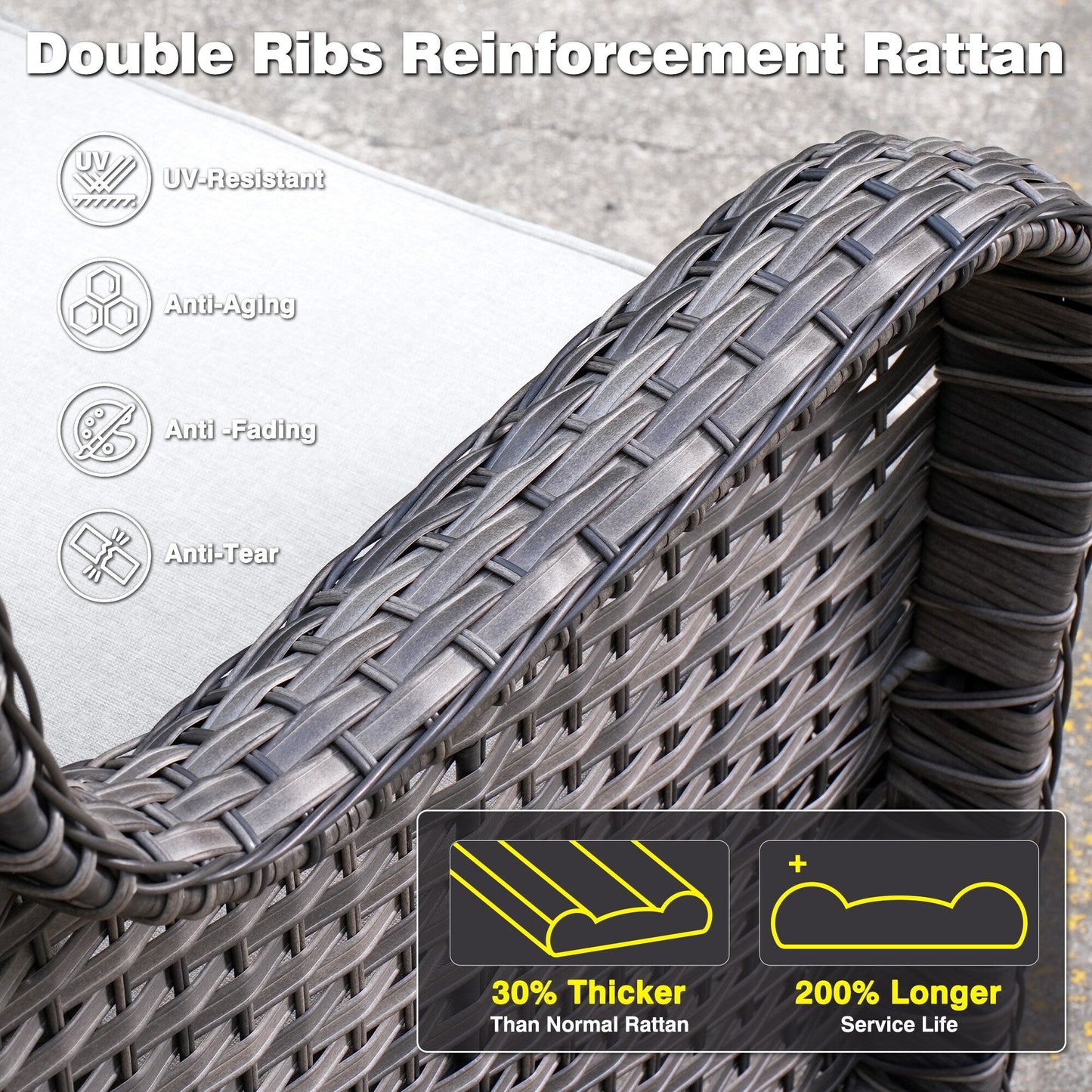 Ensemble de conversation OVIOS 5 pièces en résine tressée avec dossier haut