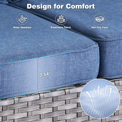 Ensemble de conversation OVIOS 5 pièces en résine tressée avec dossier haut