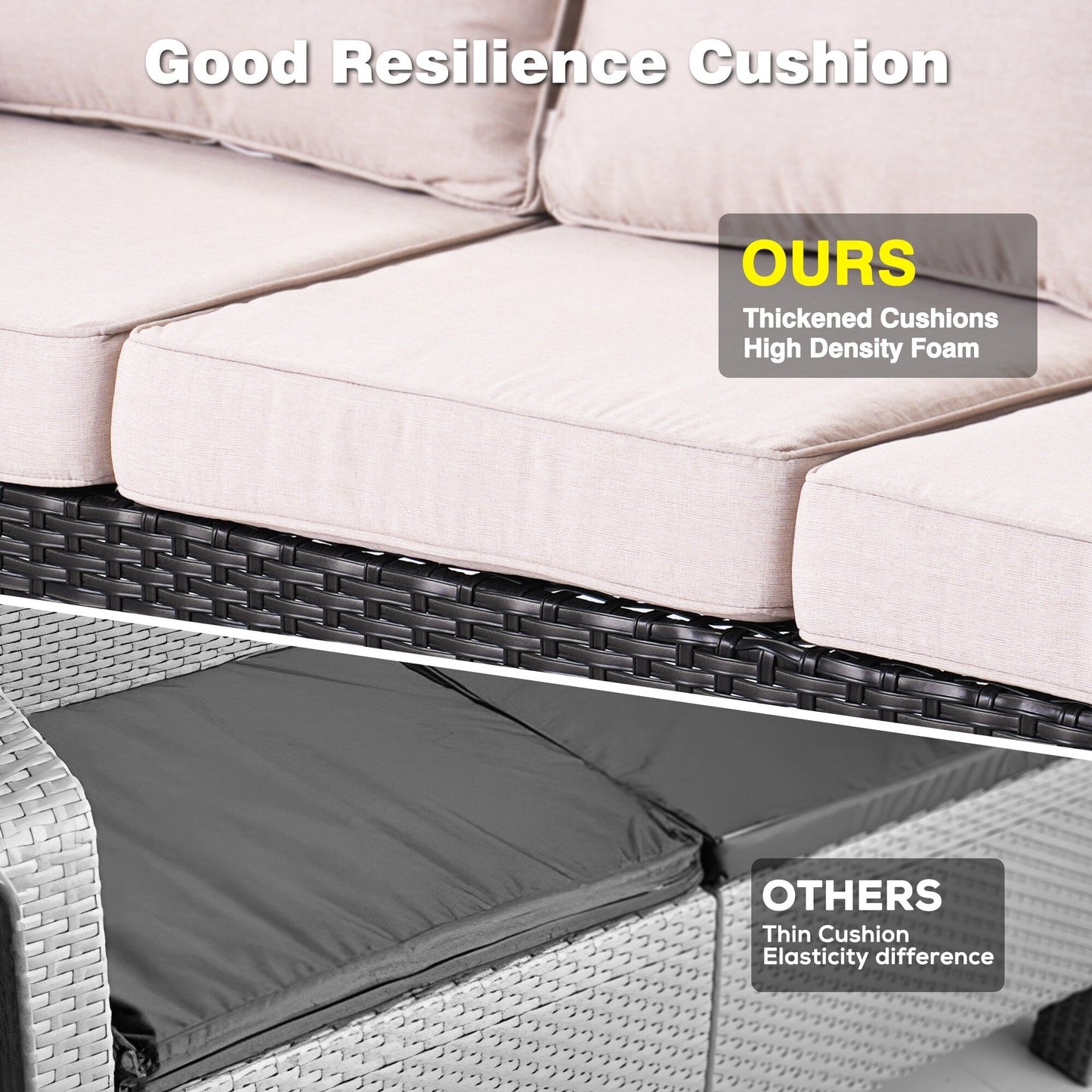 Ensemble de conversation OVIOS 5 pièces en résine tressée avec dossier haut