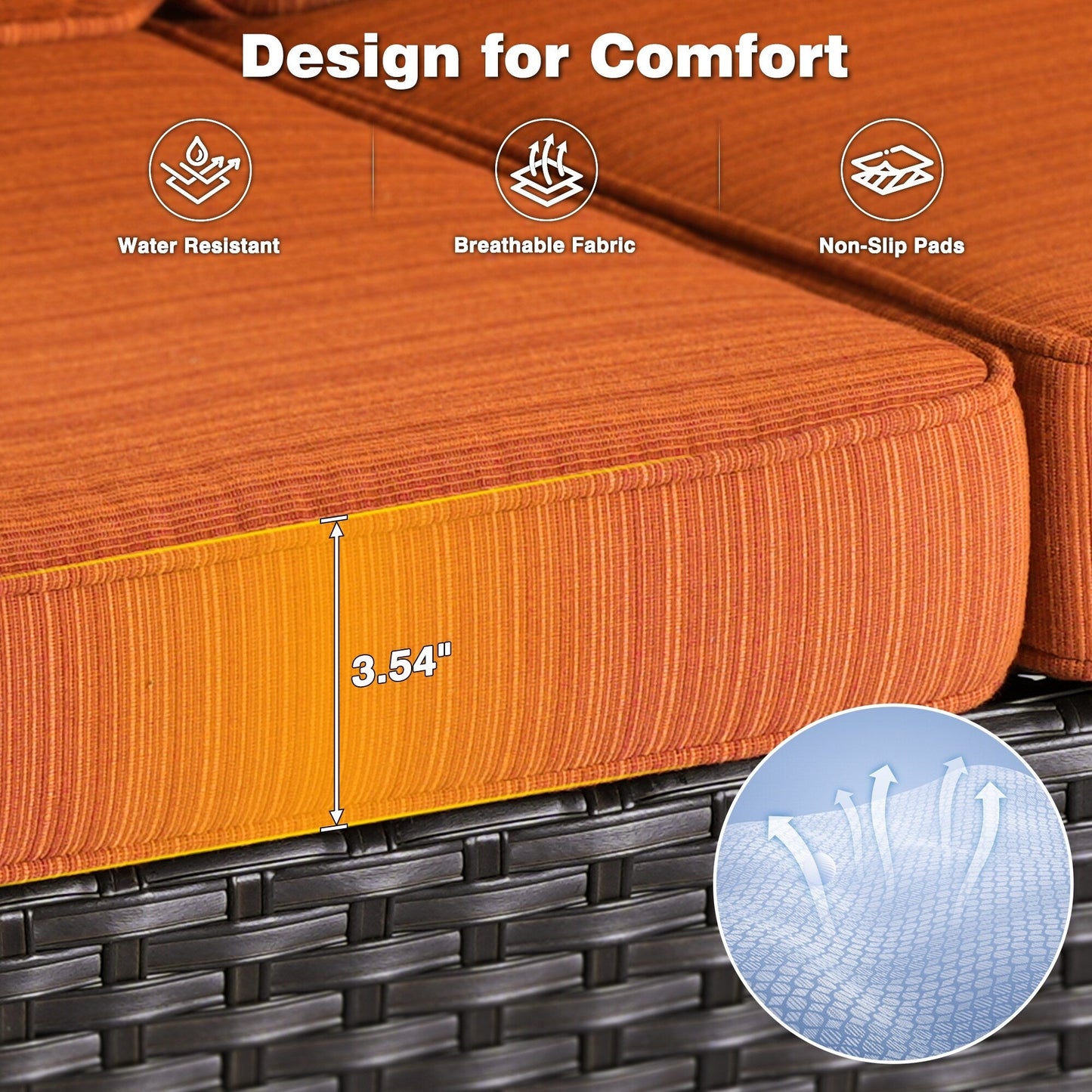 Ensemble de conversation OVIOS 5 pièces en résine tressée avec dossier haut