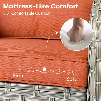 Ensemble de 9 chaises pivotantes d'extérieur en osier OVIOS avec table de feu