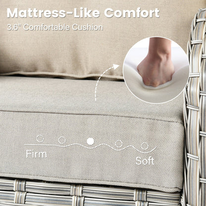 Ensemble de 9 chaises pivotantes d'extérieur en osier OVIOS avec table de feu