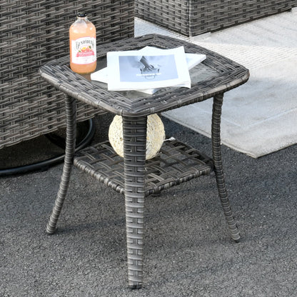 Ensemble de canapé d'angle 11 pièces en résine tressée avec assise profonde, fauteuils pivotants et foyer extérieur OVIOS