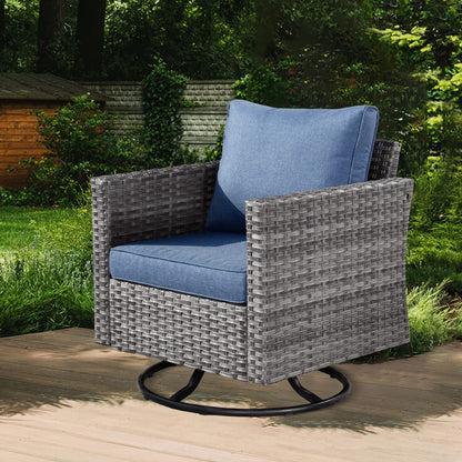 Ensemble de canapé d'angle 11 pièces en résine tressée avec assise profonde, fauteuils pivotants et foyer extérieur OVIOS