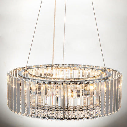 Lustre moderne rond en cristal OYIPRO à 6/8/12 lumières, suspension en forme de tambour pour îlot de cuisine