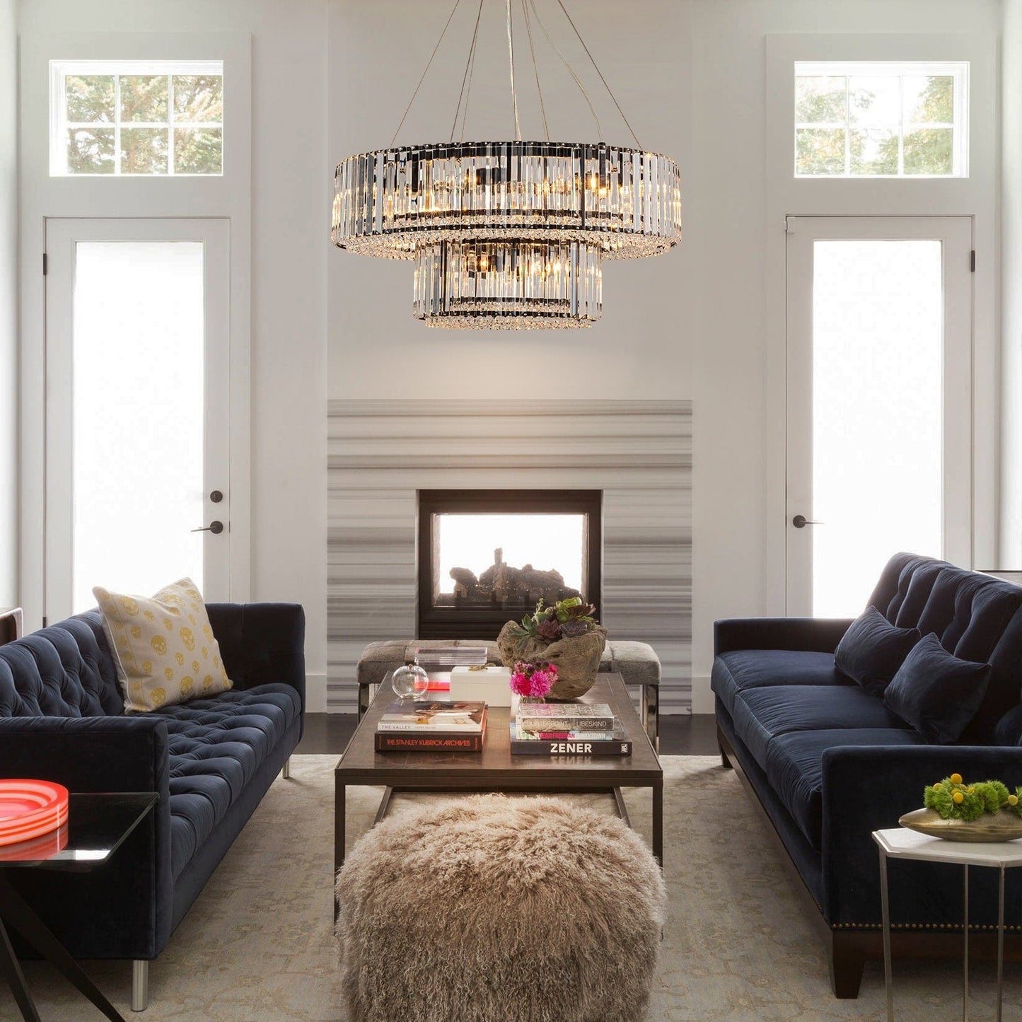 Lustre moderne rond en cristal OYIPRO à 6/8/12 lumières, suspension en forme de tambour pour îlot de cuisine