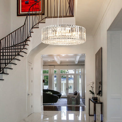 Lustre moderne rond en cristal OYIPRO à 6/8/12 lumières, suspension en forme de tambour pour îlot de cuisine