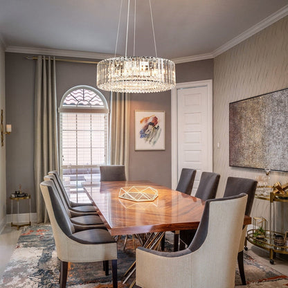 Lustre moderne rond en cristal OYIPRO à 6/8/12 lumières, suspension en forme de tambour pour îlot de cuisine