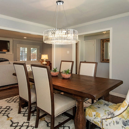 Lustre moderne rond en cristal OYIPRO à 6/8/12 lumières, suspension en forme de tambour pour îlot de cuisine