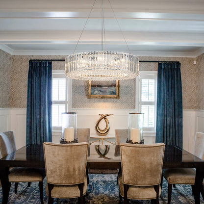 Lustre moderne rond en cristal OYIPRO à 6/8/12 lumières, suspension en forme de tambour pour îlot de cuisine