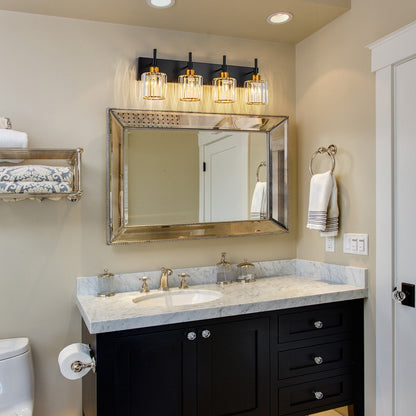 Appliques murales modernes à intensité variable pour salle de bain, avec abat-jour en cristal