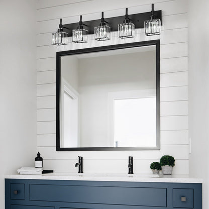 Luminaires de salle de bain modernes à intensité variable en cristal Ora, à installer au-dessus du miroir, style glamour.