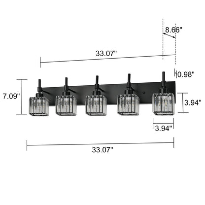 Luminaires de salle de bain modernes à intensité variable en cristal Ora, à installer au-dessus du miroir, style glamour.