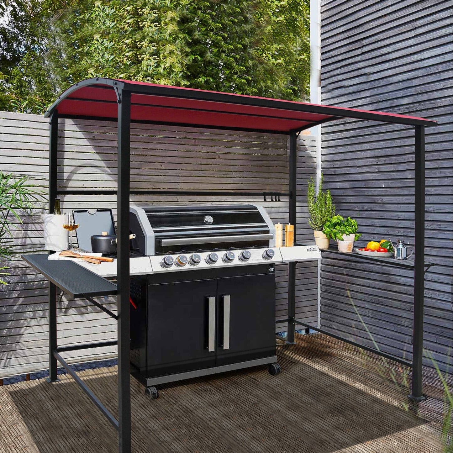 Abri barbecue extérieur en acier de 1,5 m x 2,4 m