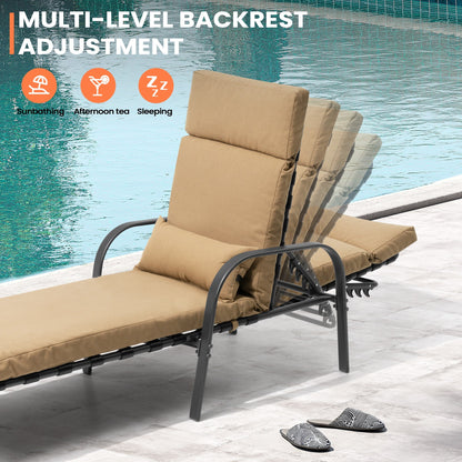 Chaise longue d'extérieur réglable avec coussin, idéale pour la plage et la piscine