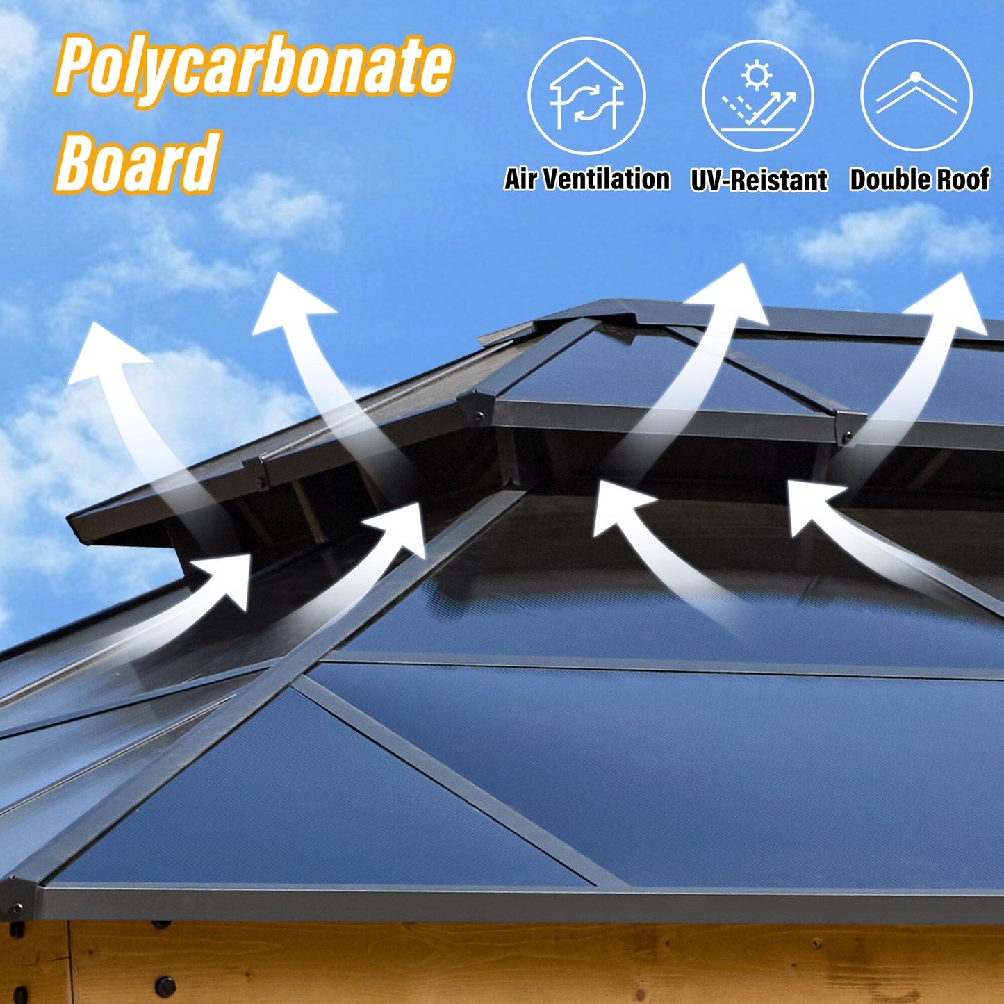 Gazebo rigide EROMMY, pergola d'extérieur avec double toit, moustiquaire et rideaux, auvent robuste pour terrasse, jardin, fête au bord de la piscine