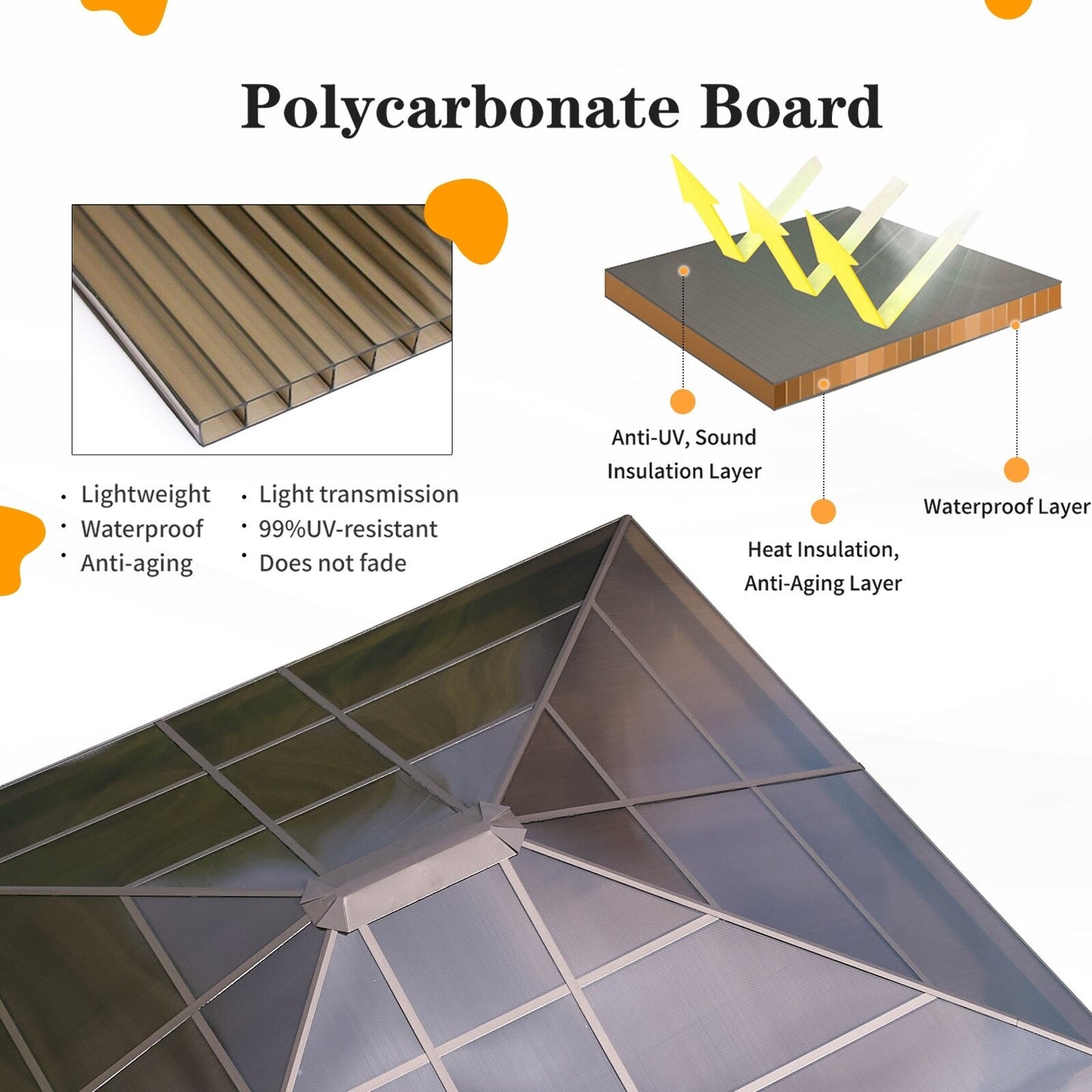 Gazebo rigide EROMMY, pergola d'extérieur avec double toit, moustiquaire et rideaux, auvent robuste pour terrasse, jardin, fête au bord de la piscine