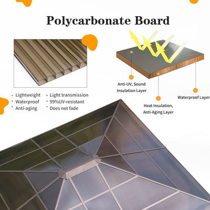 Gazebo rigide EROMMY, pergola d'extérieur avec double toit, moustiquaire et rideaux, auvent robuste pour terrasse, jardin, fête au bord de la piscine