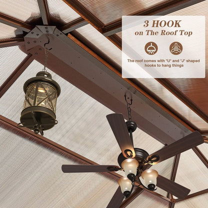 Gazebo rigide EROMMY, pergola d'extérieur avec double toit, moustiquaire et rideaux, auvent robuste pour terrasse, jardin, fête au bord de la piscine