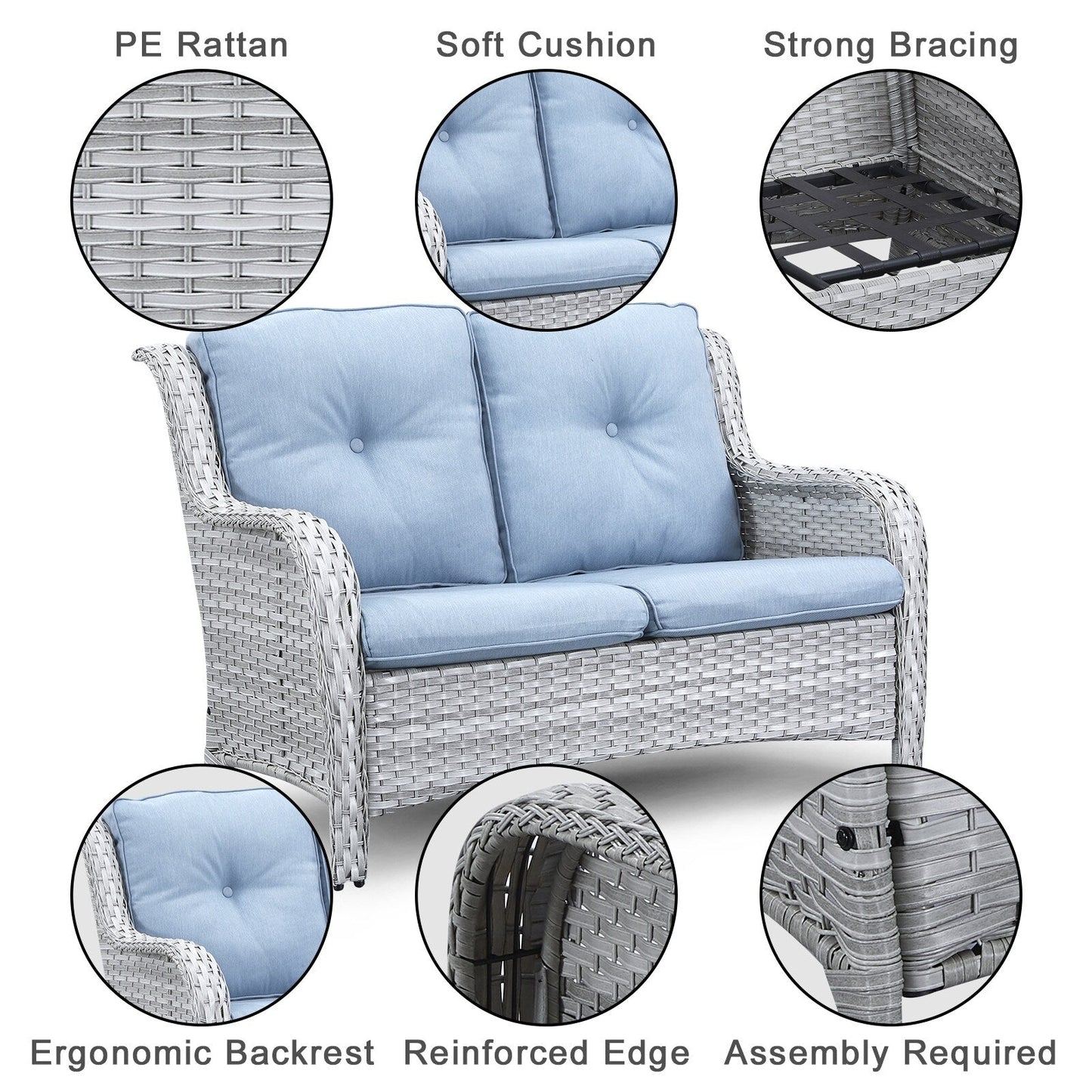 Ensemble canapé deux places d'extérieur en osier et rotin Gymojoy