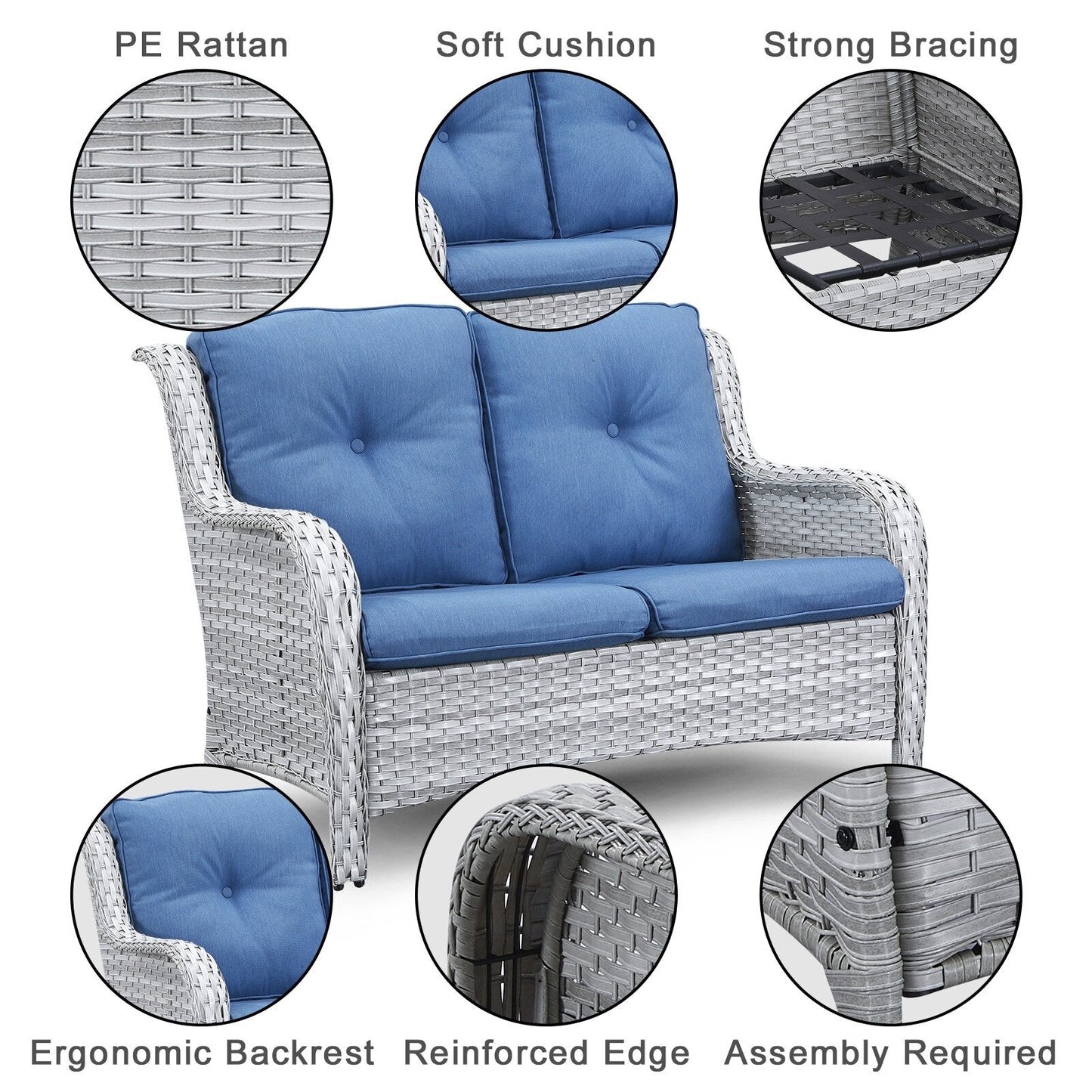 Ensemble canapé deux places d'extérieur en osier et rotin Gymojoy