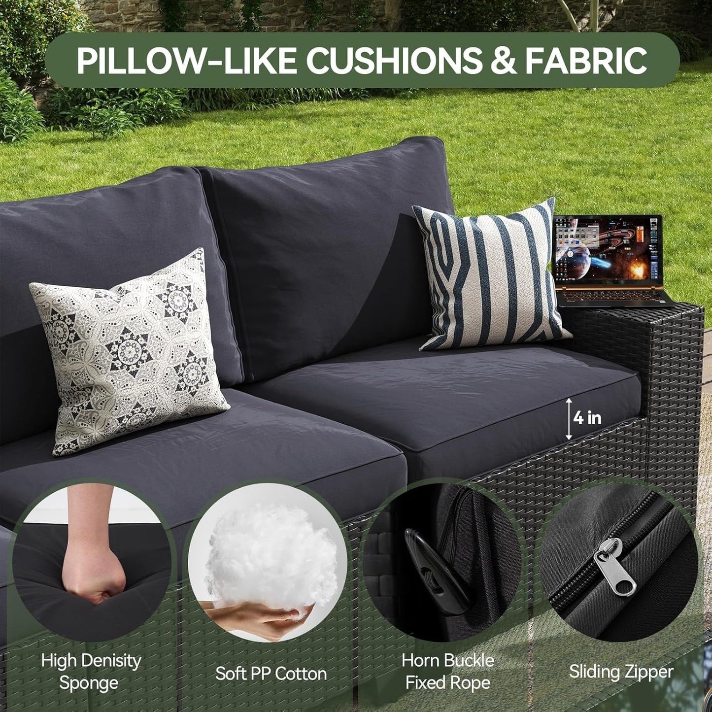 Ensembles de mobilier de jardin avec coussins de 10 cm d'épaisseur