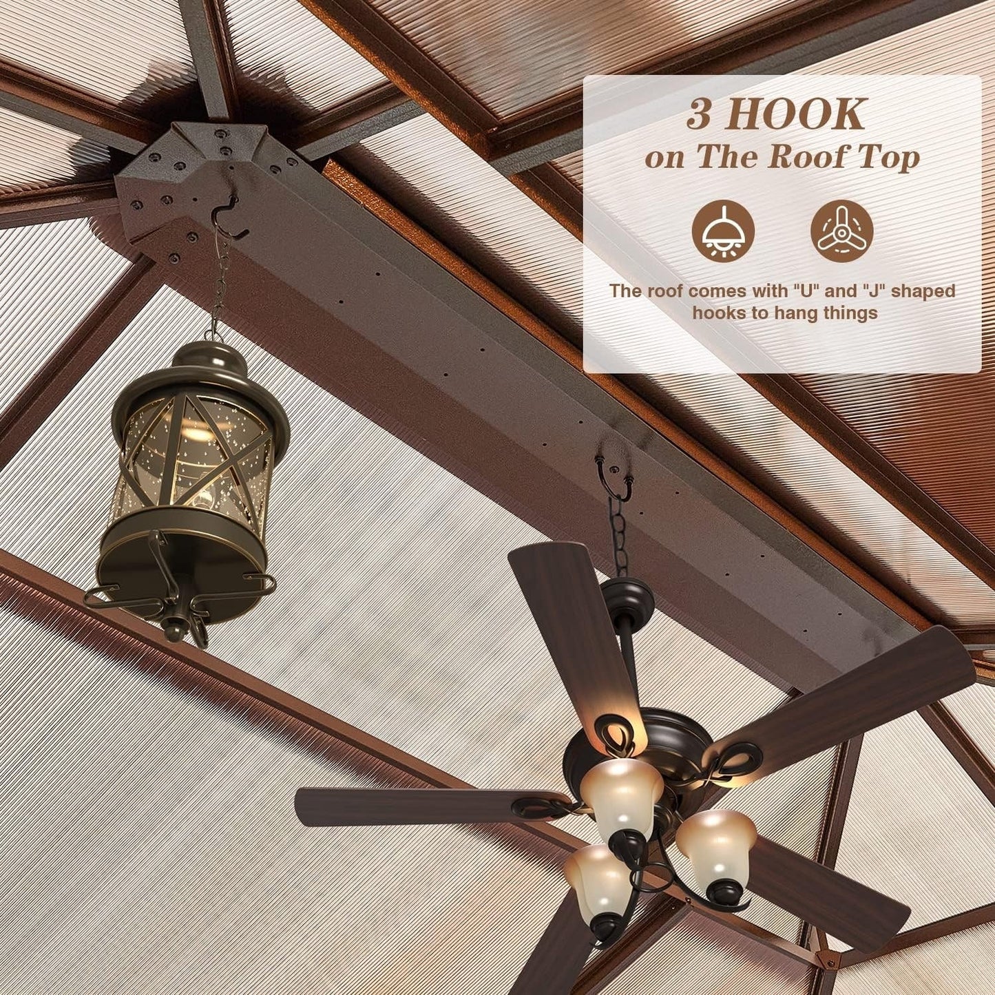 Gazebo rigide pour jardin – Pergola permanente avec moustiquaire, rideaux et double toit, abri extérieur toutes saisons