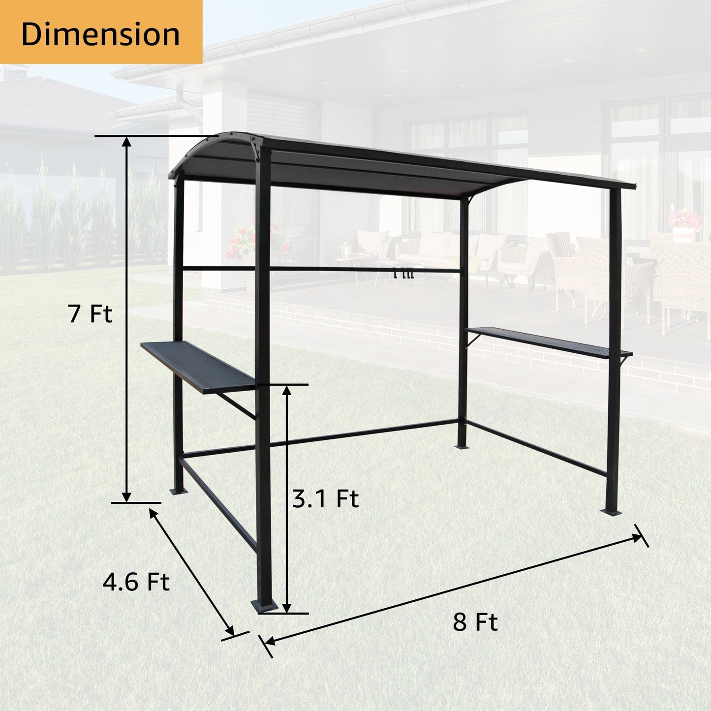 Abri barbecue extérieur en acier de 1,5 m x 2,4 m