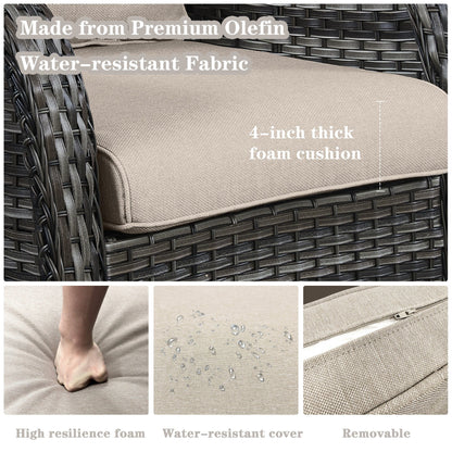 Fauteuils de jardin à bascule en osier Gymojoy avec base pivotante (lot de 2)