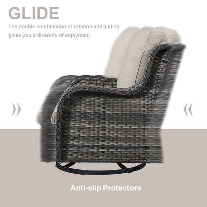 Fauteuils de jardin à bascule en osier Gymojoy avec base pivotante (lot de 2)