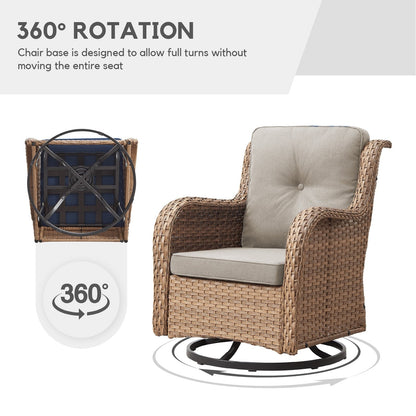 Fauteuils de jardin à bascule en osier Gymojoy avec base pivotante (lot de 2)