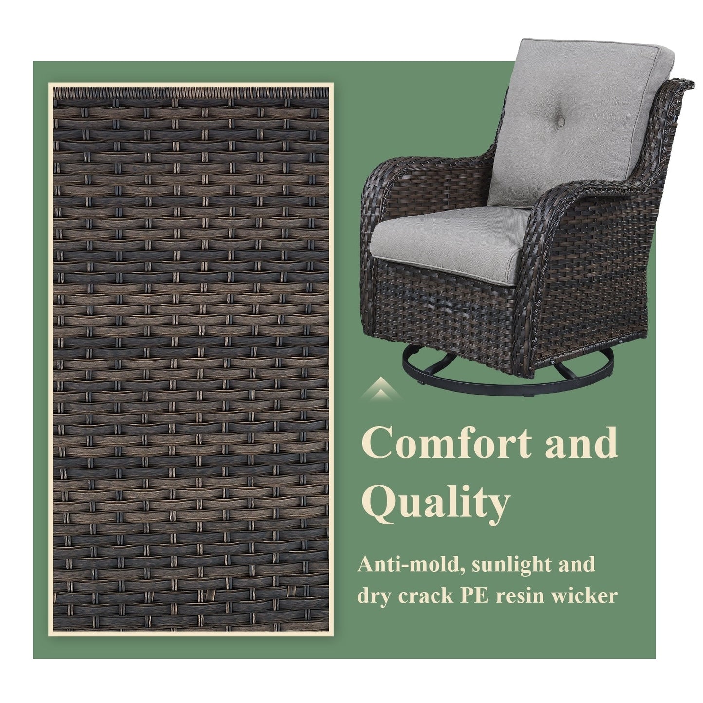 Fauteuils de jardin à bascule en osier Gymojoy avec base pivotante (lot de 2)