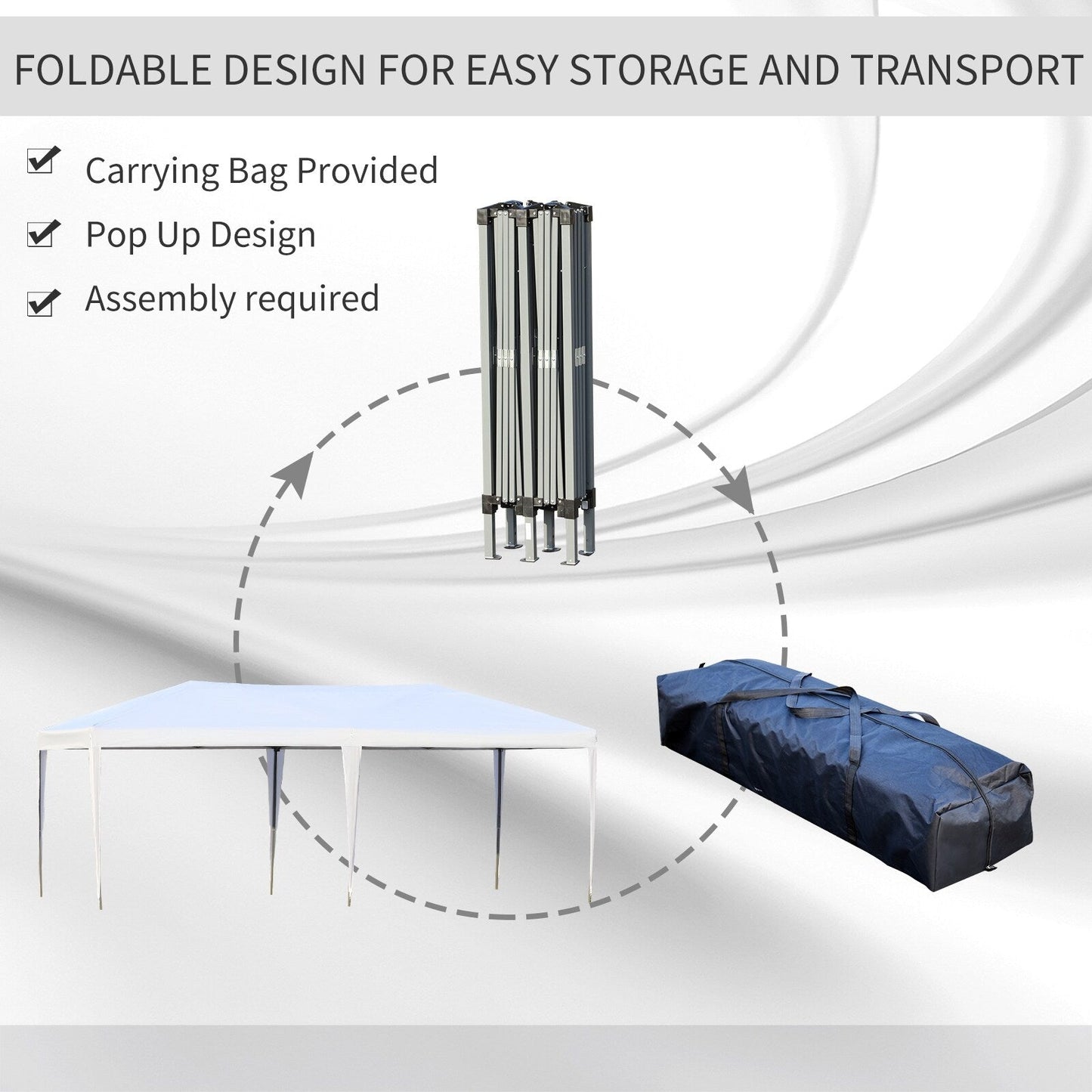 Auvent pliable robuste Outsunny avec structure solide, toit anti-UV et sac de transport pour terrasse, jardin, plage, etc.