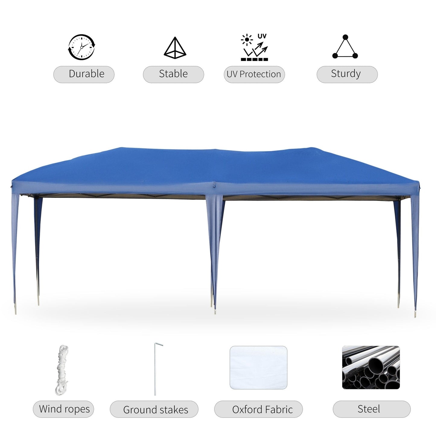 Auvent pliable robuste Outsunny avec structure solide, toit anti-UV et sac de transport pour terrasse, jardin, plage, etc.